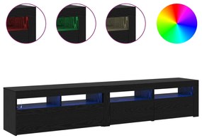 Gabinetes de TV vidaXL 2 pcs com Luzes LED Madeira de Carvalho Preto,