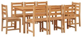 9 pcs conjunto de jantar para jardim madeira de teca maciça