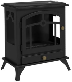 HOMCOM Lareira Bioetanol Depósito 0,9 L Tempo Combustão 3H Interiores 20-25 m² Eficiente Design Moderno 45x28x54 cm Preto | Aosom Portugal