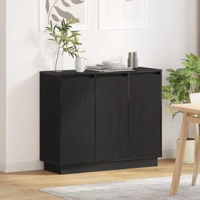 Sideboard vidaXL com LED Carvalho Preto 90x32x75 cm em madeira engenheirada