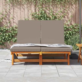 Chaise-longue dupla vidaXL com rodas e almofada de madeira maciça de a