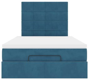 Estrutura de cama otomana com colchões azul escuro Veludo