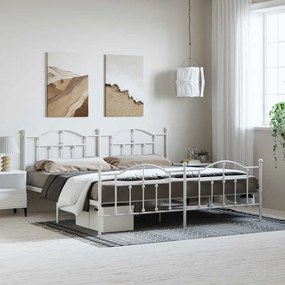 Estrutura de cama com cabeceira e pés 193x203 cm metal branco