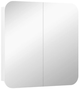 HOMCOM Armário de Casa de Banho com Espelho Design com Bordas Curvas com Prateleiras Ajustáveis 68x13x66 cm Branco | Aosom Portugal