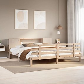 vidaXL Cama com estante sem colchão 180x200 cm pinho maciço