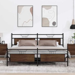 Estrutura cama sem colchão 200x200cm metal carvalho castanho