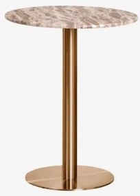 Mesa De Bar Redonda Em Pedra Natural Xiren Ø60 Cm & Mármore Bege Panther & Ouro Rosa Escovado - Sklum