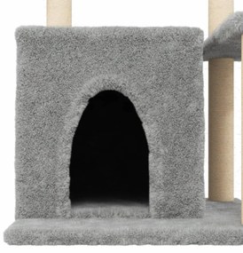 Árvore p/ gatos c/ postes arranhadores sisal 83 cm cinza-claro