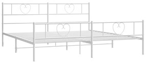 Estrutura de cama com cabeceira e pés 180x200 cm metal branco