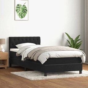 vidaXL Cama com molas/colchão preto 80x210 cm veludo