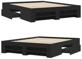 Estrutura de cama 150x200 cm derivados de madeira preto