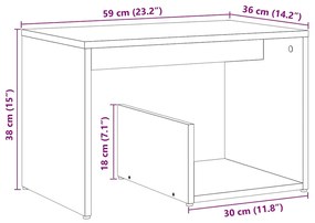 Mesa de apoio 59x36x38 cm derivados madeira carvalho artisiano