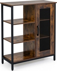 Aparador de Cozinha com Porta de Rede, 70 x 30 x 81 cm, Prateleiras Ajustáveis, Castanho