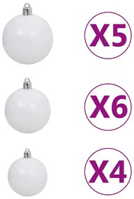 Árvore Natal artificial pré-iluminada c/ bolas branco