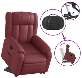 Poltrona reclinável elevatória couro artificial vermelho tinto