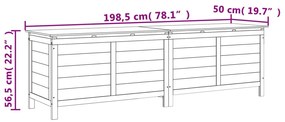 Caixa arrumação p/ jardim 198,5x50x56,5 cm abeto maciço branco