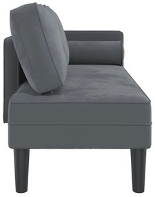 Chaise lounge com almofadões veludo cinzento-escuro