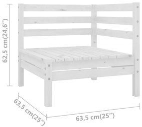3 pcs conjunto lounge de jardim pinho maciço branco