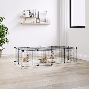 3114055 vidaXL Gaiola p/ animais de 20 painéis c/ porta 35x35 cm aço preto