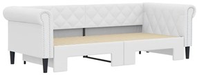 Sofá-cama com gavetão 90x200 cm couro artificial branco
