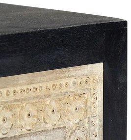 Mesa cabeceira esculpida mão 40x30x50cm madeira mangueira cinza