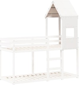 Telhado de cama infantil 55x99x139,5 cm pinho maciço branco