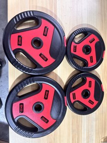 SPORTNOW Discos de Ginásio com Alças, 20 kg, Furo 2,5 cm, Conjunto 4 | Aosom Portugal