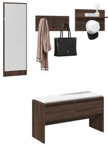 vidaXL 4 pcs conj. móveis corredor derivados madeira carvalho castanho