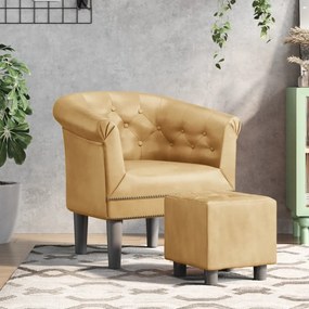 vidaXL Poltrona com apoio de pés couro artificial dourado