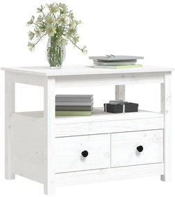 Mesa de centro 71x49x55 cm pinho maciço branco