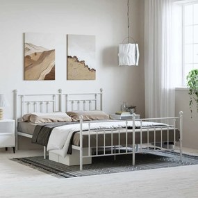 Estrutura de cama com cabeceira e pés 183x213 cm metal branco