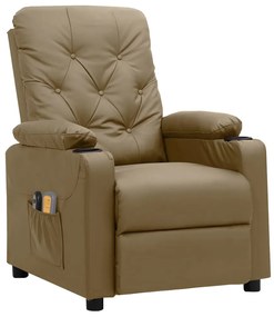 Poltrona massagens reclinável elétrica couro artif. cappuccino