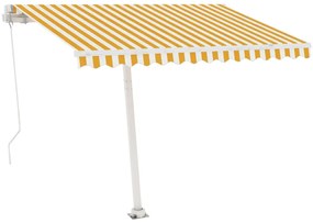 Toldo retrátil manual com LED 350x250 cm amarelo e branco