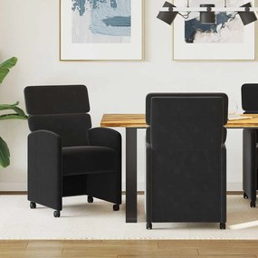vidaXL Cadeiras de Jantar com Rodas 2 pcs Preto 58 x 65 x 98 cm Veludo