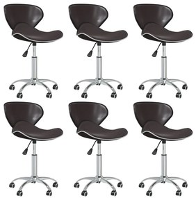 vidaXL Cadeiras de jantar giratórias 6 pcs couro artificial castanho