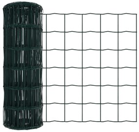 Cerca Euro com 13 postes 0.6x50 m Aço galvanizado Verde