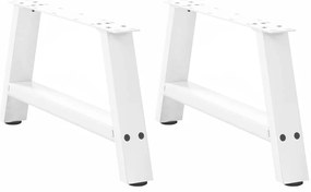 vidaXL Pés para mesa de centro em formato A, 2 peças, branco, 70x (30-31) cm, aço