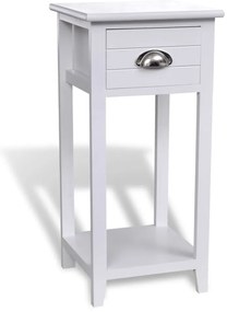 Mesa de cabeceira com 1 gaveta, branco