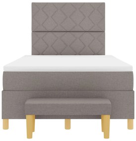 Cama Box com Colchão e Banco Taupe 120x190 cm Tecido