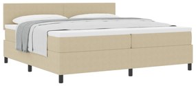 Cama Box Spring com Colchão Bege Claro 200x200 cm Tecido de Corduroy