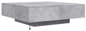 Mesa de centro com luzes LED 100x100x31 cm cinzento cimento