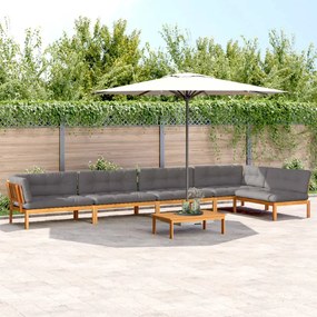 vidaXL 6 pcs conj. sofás paletes p/ jardim c/ almofadões acácia maciça