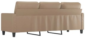 Sofá de 3 lugares 180 cm couro artificial cor cappuccino