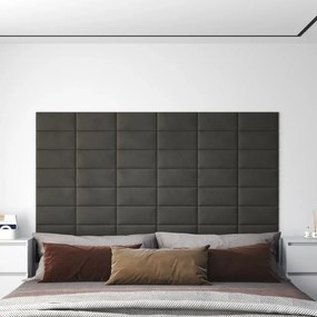 Painel de parede 12 pcs 30x15 cm veludo 0,54 m² cinza-escuro