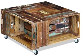 Mesa de centro 70x70x35 cm madeira reciclada maciça