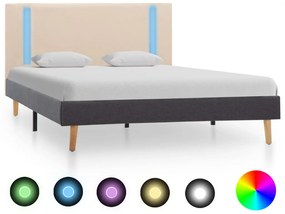 vidaXL Estrutura cama c/ LED 120x200 cm tecido creme e cinzento-escuro