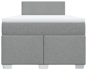 Cama boxspring com colchão 120x190 cm tecido cinzento-claro