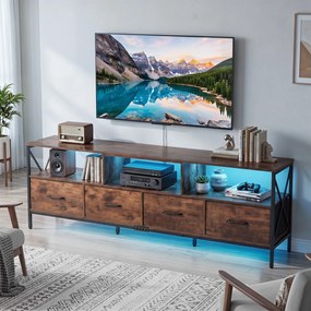 Móvel de TV, 180 x 40 x 63 cm, Iluminação LED com Comando, Castanho