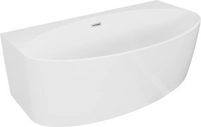 Mexen Bruna banheira autoportante encostada 150 x 82 cm, branco brilhante, transbordamento cromado - 52731508200-01