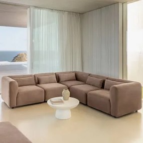 Sofá Modular De Canto Fogler De 5 Peças Bombazina Camelo Castanho - Sklum